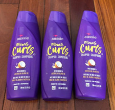 3 Aussie Miracle Curls Shampoo Coconut  Australian Jojoba Oil 12.1oz