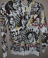 New Mens Bob Marley Hoodie Sweatshirt Full Zip Size Small Zion Rootwear Graphic