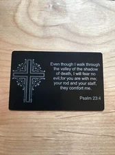 Engraved Metal Wallet Insert Card Religious Gift for Christian Cross Psalm