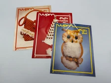 Vintage 1978 WPM Knot Crafts Pub. Fluffit Xmas Tree Purse Owl How to Manuals