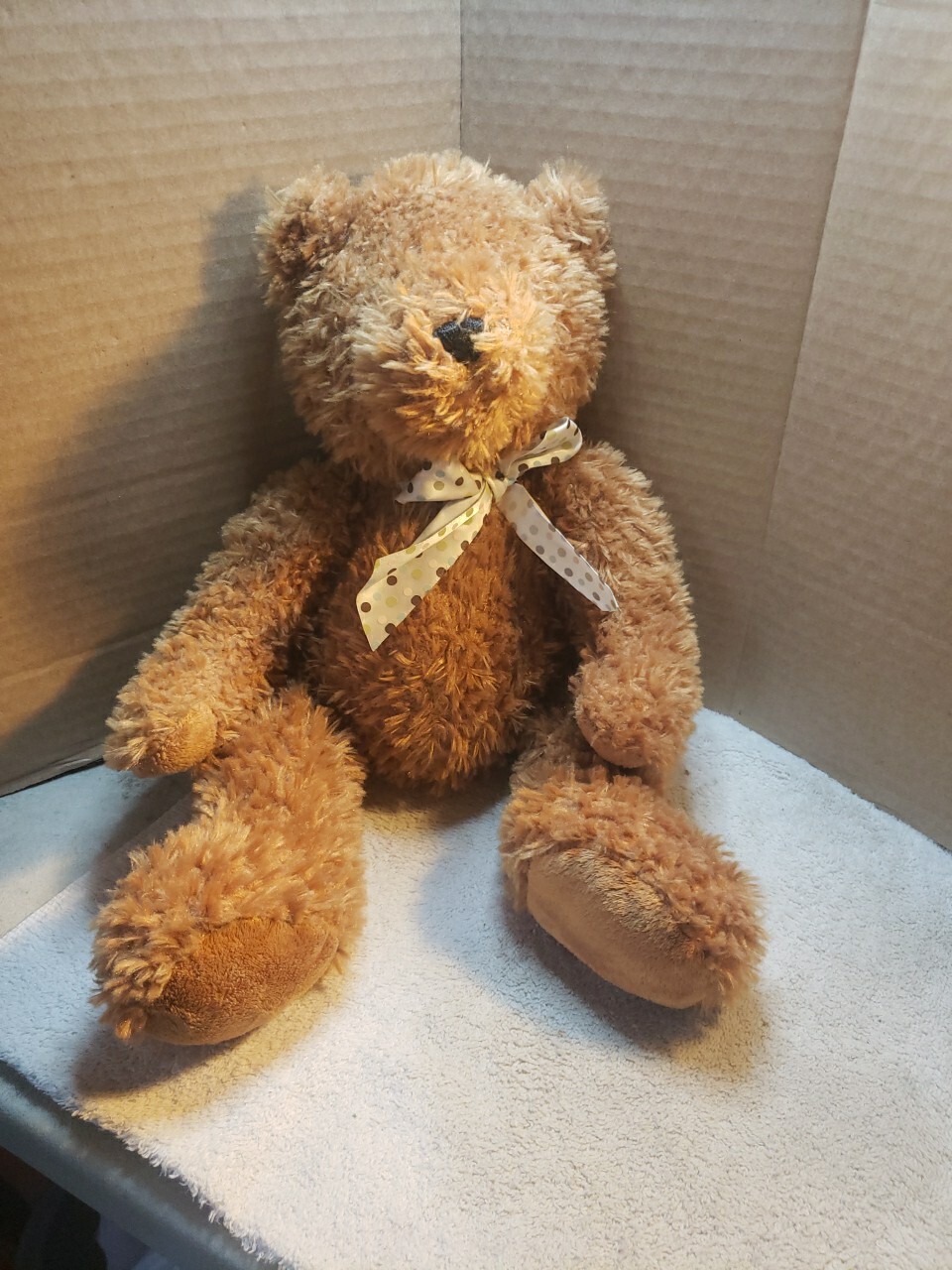 Ganz Marley 16in Plush Medium Reddish Brown Teddy Bear Polka Dot Bow ...