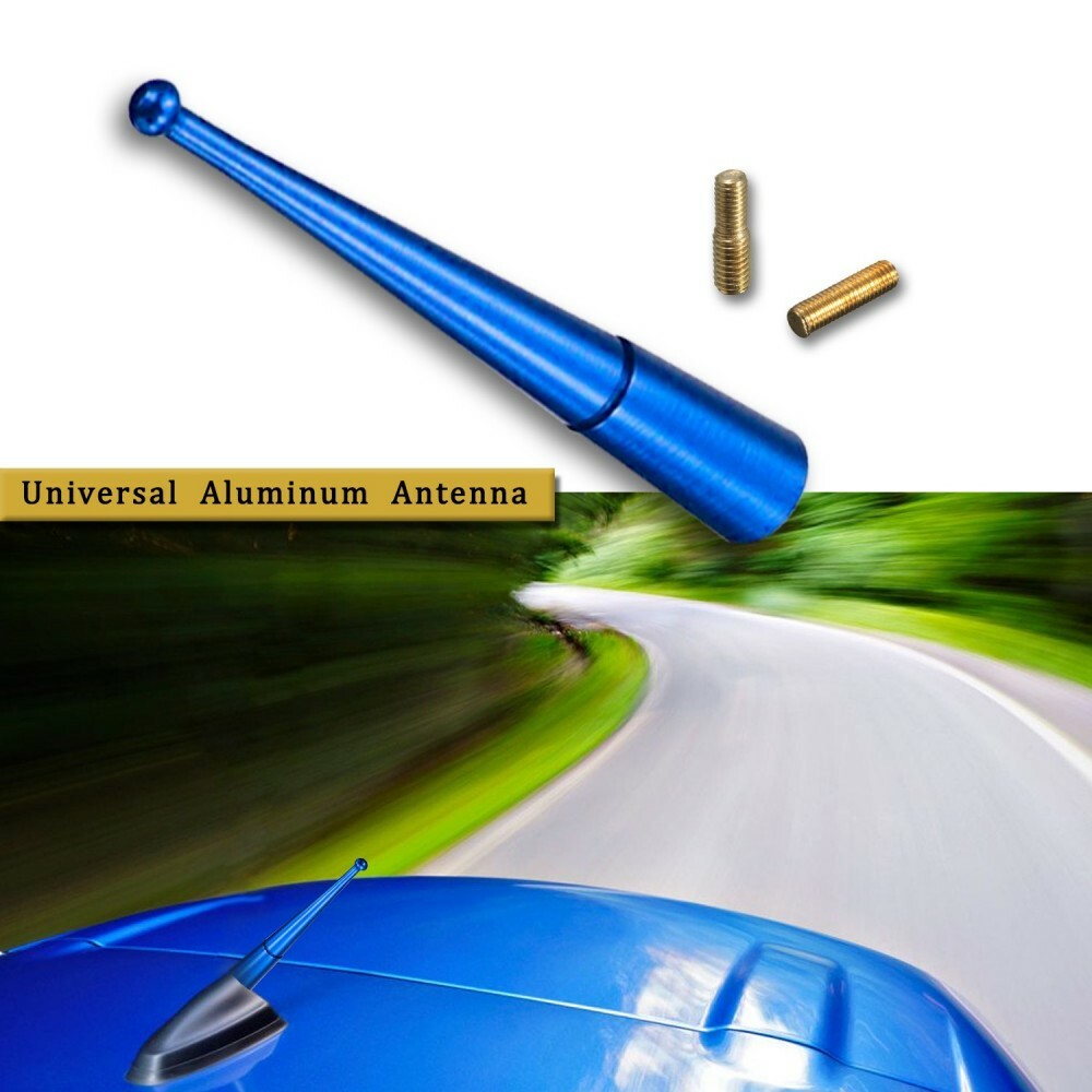 ANTENA DE ALUMINIO UNIVERSAL AZUL PARA COCHE RADIO 9CM AM FM ADAPTADOR...