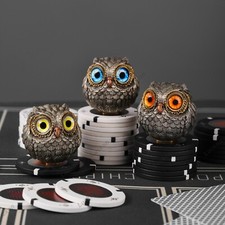 Poker Card Protectors Lucky Owl Guardian, Wise Watcher Owl Metal Poker Gift Idea
