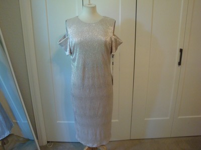 calvin klein off the shoulder sateen dress