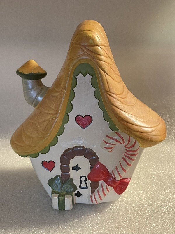 Handmade Ceramic Candy Cane Christmas Cottage