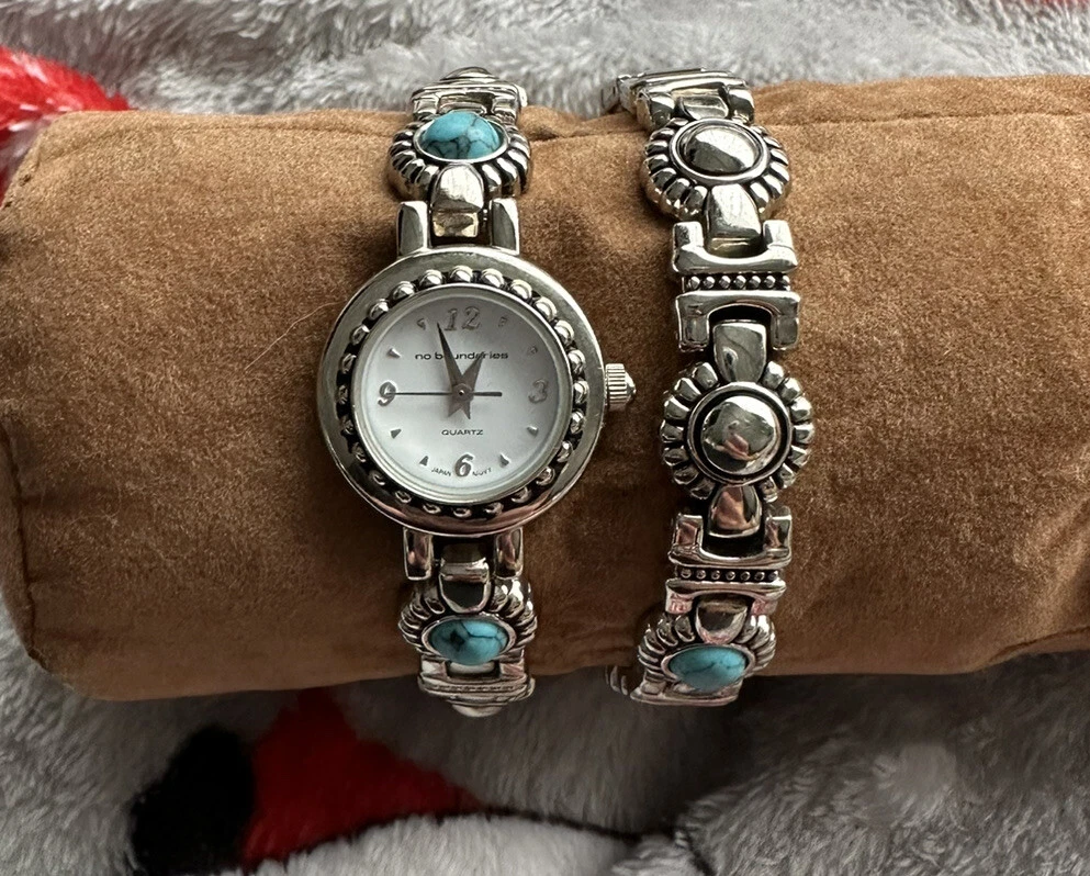 VINTAGE NO BOUNDARIES WATCH BAND SET QUARTZ JAPAN STAINLESS STEEL RARE Vintage JAPONA Watch Quartz Swiss Silver Tone Stainless  main image 3