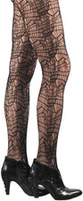 Webbed Spiderweb Black Footless Fashion Tights, Made in USA, Ships from Miami