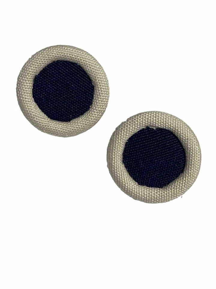 Bulk Buttons! Over 75 Cloth Covered Shank Buttons. Navy and Off White - Image 2 of 4
