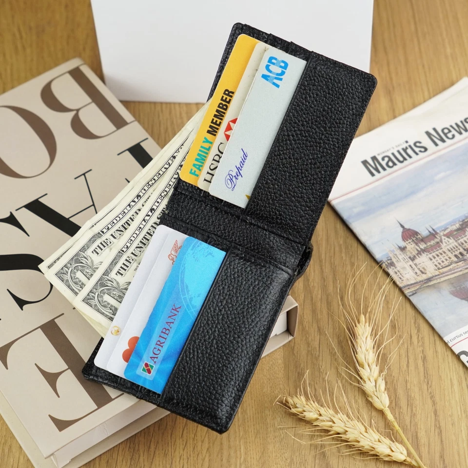 Cartera plegable de cuero de cocodrilo real para hombre Foto 2 de 4