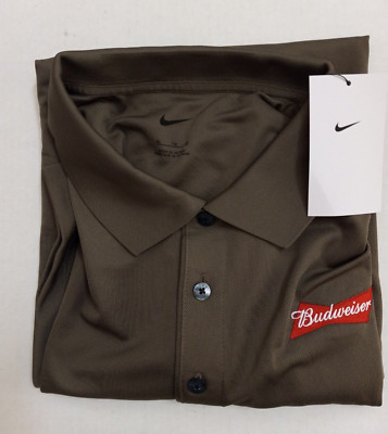 NIKE Men's Golf Polo shirt Size XL Brown with Budweiser logo New with Tags