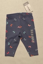 Carter s Baby Girls Full Length Butterfly Print Cotton Leggings, Blue, 3 Mo, NWT