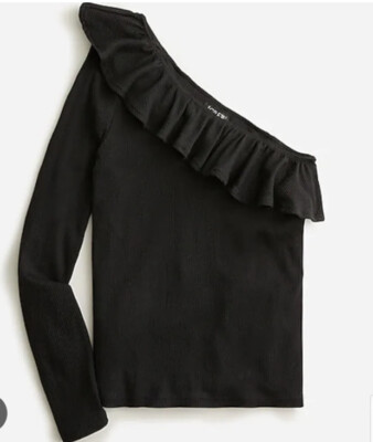 J.Crew One-shoulder ruffleneck top in vintage rib BM318 Sz S J.Crew One-shoulder ruffleneck top in vintage rib BM318 Sz S