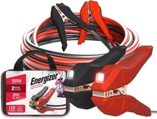 Energizer Jumper Cables for Car Battery with Built-in LED Lights, Heavy Duty 