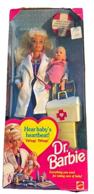 VINTAGE 1993 MATTEL DR DOCTOR BARBIE W/ PINK BABY # 11160 NEW SEALED IN BOX
