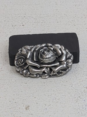 Vintage 1990 Elias Fine Pewter P203 SN:925 Beautiful Roses Brooch Pin 1.5'' USA