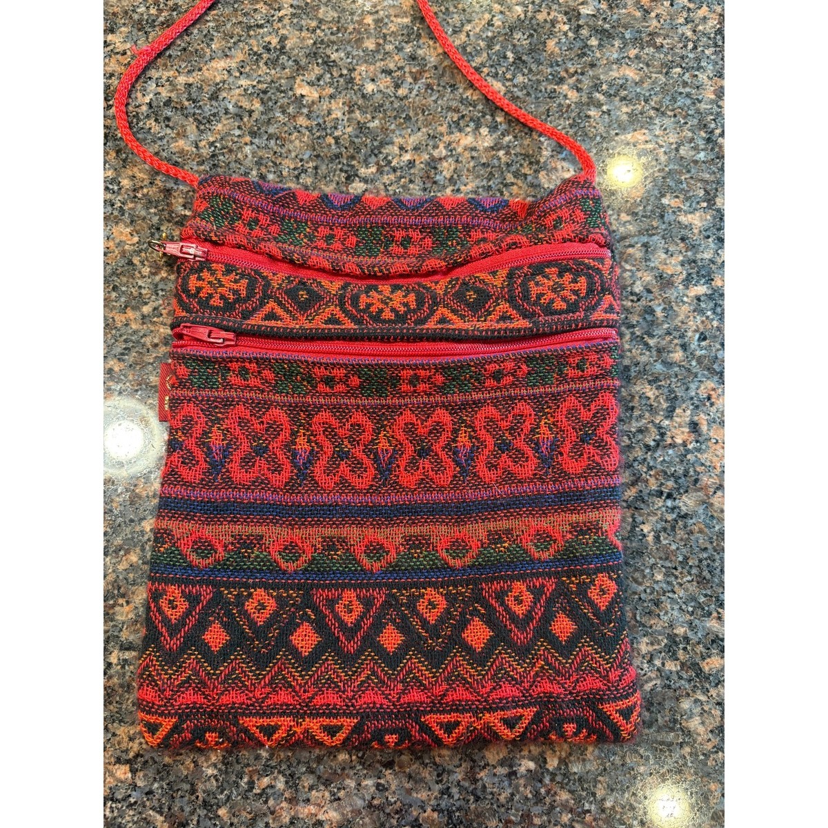 Anter Small Red and Black Crossbody Bag 9"x7" View 2