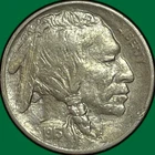 1913 Raised Ground Buffalo Nickel Almost Uncirculated AU Coin, Cleaned #44335