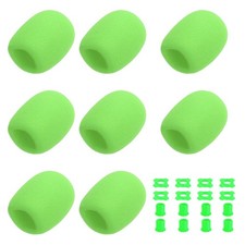 8 Set Mic Cover Foam, 1.34" Silicone Ring, Sleeve Holder, Green