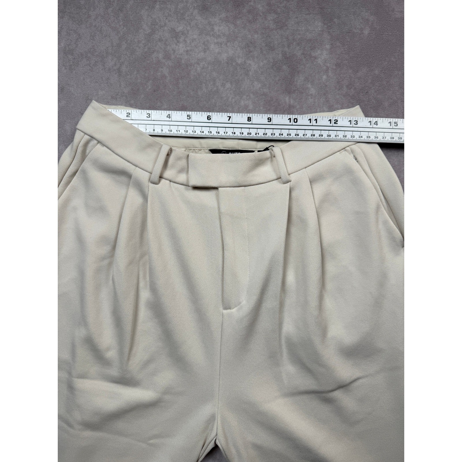 NWT CUTS Essential Pant Womens 8 Beige Bisque Pleated Wide Leg Trousers Stretch thumbnail 4