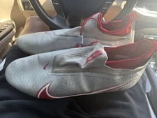 Nike Vapor Edge Elite 360 Flyknit Silver Red Football Cleats Size 15 