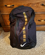 Nike Elite Large Backpack Black/Gold 15L Gym Training 3 Pocket Zip