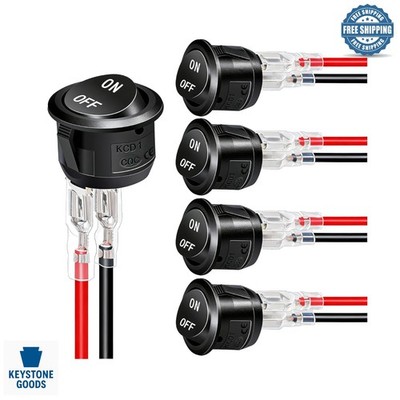 5Pcs 12V Rocker Switch Kit - On/Off Toggle, , 10A/125V, Waterproof for Car, B...