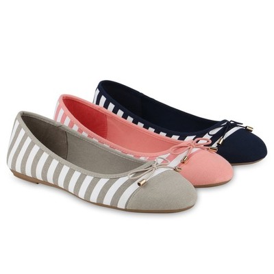 Damen Übergröße Klassische Ballerinas Schleifen Stoff Prints 841278 Schuhe