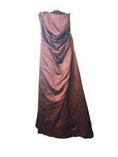 David  s Bridal Rosewood Colored Satin Strapless Gown Size 14