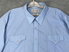 Sheplers Western Shirt Mens Tall 20-35 Blue Pearl Snap Cowboy Rodeo Long Sleeve