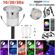 30mm WiFi RGB LED Recessed Floor Lights IP67 Waterproof for Outdoor Garden Patio