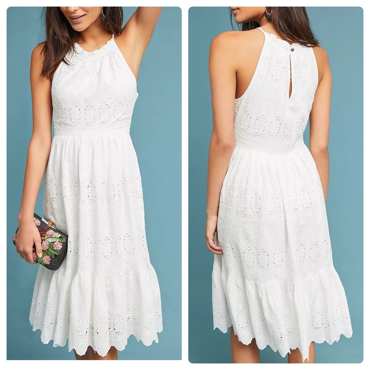 sleeveless keyhole tiered lace midi dress from anthro by Anthropologie Sleeveless Keyhole Tiered Lace Midi Dress