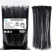 Zip Ties 12 Inch 100 Pack Black Cable Ties 40 lb Tensile Strength -Lockin...