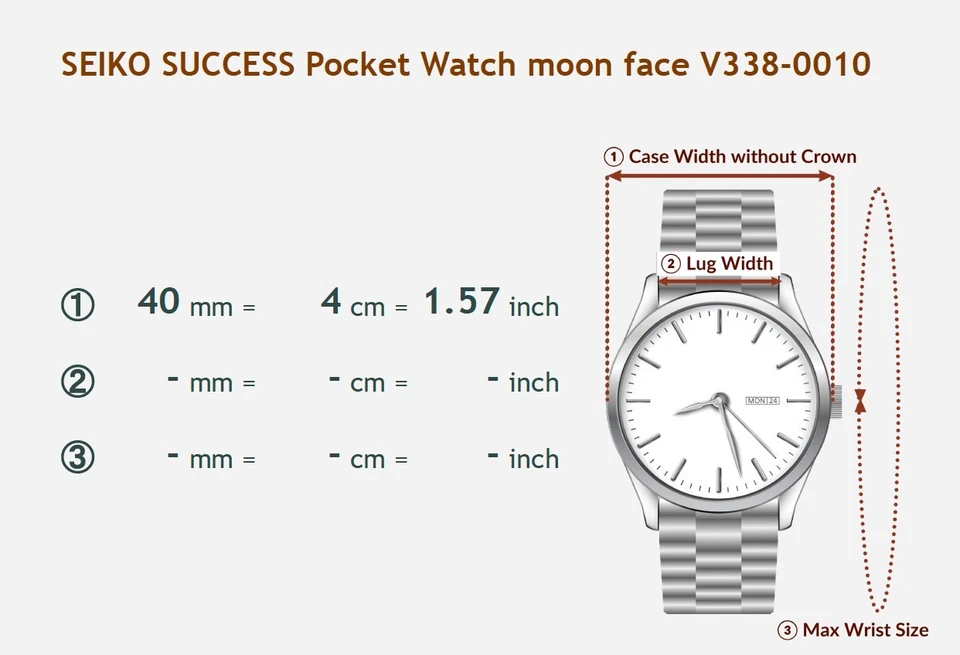New Battery [Exc+5] SEIKO Pocket Watch Moon Face V338-0010 Men's From JAPAN A395 - Image 2 of 4