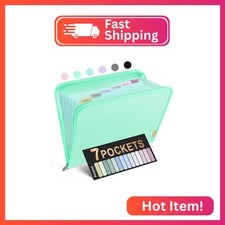 Sooez 7 Pockets Accordion File Organizer, Zipper Expanding File Folder A4