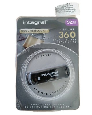 Integral 32GB USB 3.0 Flash Drive 256-bit AES Encryption Ultimate Security NEW
