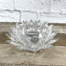 MCM Lucite Acrylic Lotus Flower Set 3 Holiday Nesting Serving Bowls Dishes VTG