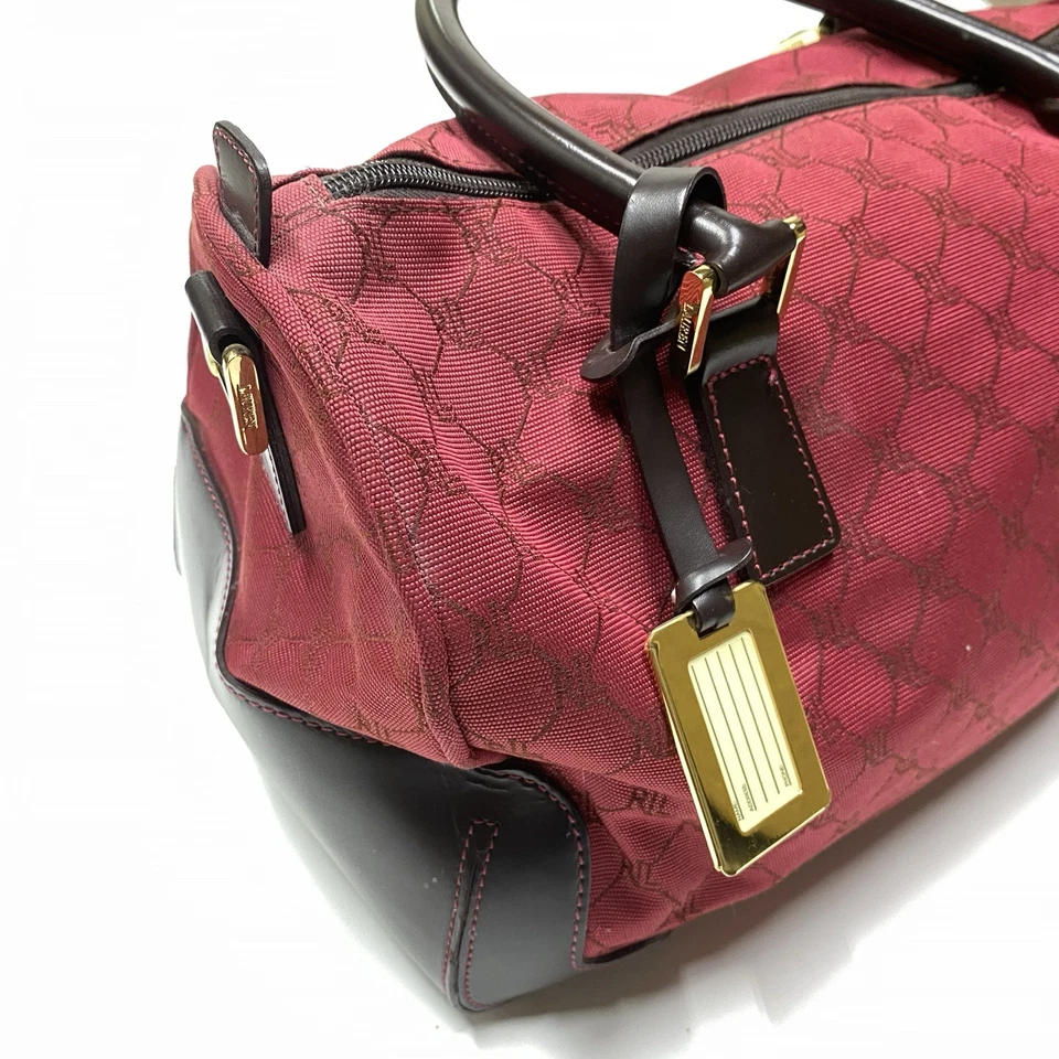 Vintage LaurenRalph Lauren Signature Red Brown Leather Trim Duffle Carry On Bag - Image 3 of 4