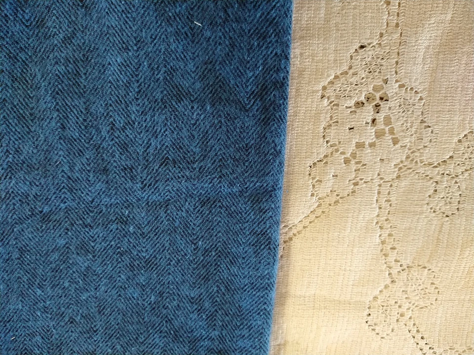 REMNANT Blue Herringbone Design Cotton Flannel Fabric 16" Long x 46" Wide PLUS - Image 2 of 4