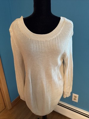 Francesca s Harper Heritage Women s Knit Sweater White Open Back Size Medium