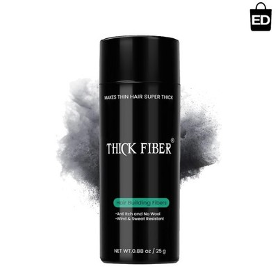 THICK FIBER Hair Fibers for Thinning Hair & Bald Spots (BLACK) - 25G Bottle - Co