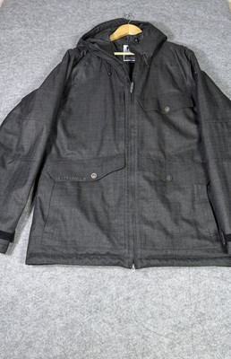 Helly Hansen Men s XL Hooded Utility Jacket Gray Herringbone Outdoor Field Coat 