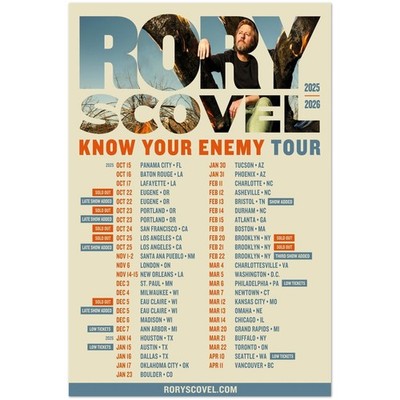 Rory Scovel Know Your Enemy Tour 2025 2026 Comedy Poster