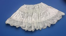 Y2K White Satin Coquette Lace trim pleated Mini Skirt Romantic Preppy academia-L
