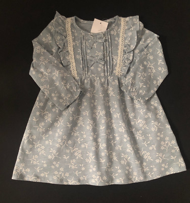 Baby Mädchen blau Blumen Kleid 12/18 Monate