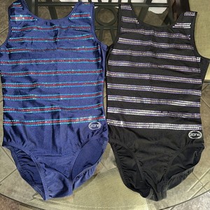 2 Zone Girls Gymnastics Leotard. Size AS. Blue and black.