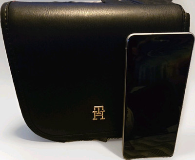 Tommy Hilfiger Black Small Crossbody Bag Adjustable Strap Gold Hardware
