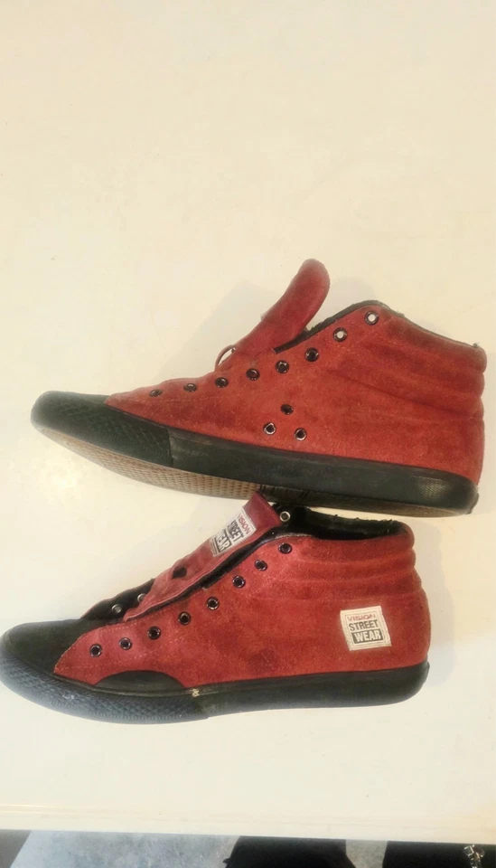Vintage Vision Street Wear Men's Suede Hi Top Retro RED Skate Shoe Size US 11 - Image 2 of 4