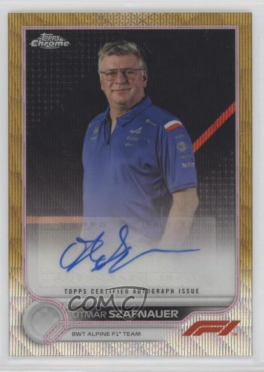 2022 Topps Chrome Formula 1 Gold Wave Refractor 28/50 Otmar Szafnauer Auto 13ph
