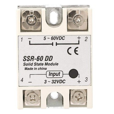 Solid State Relay, DcDc Solid State Relay SSR60Dd 60A 3-32V DC to 5-110V DC SSR