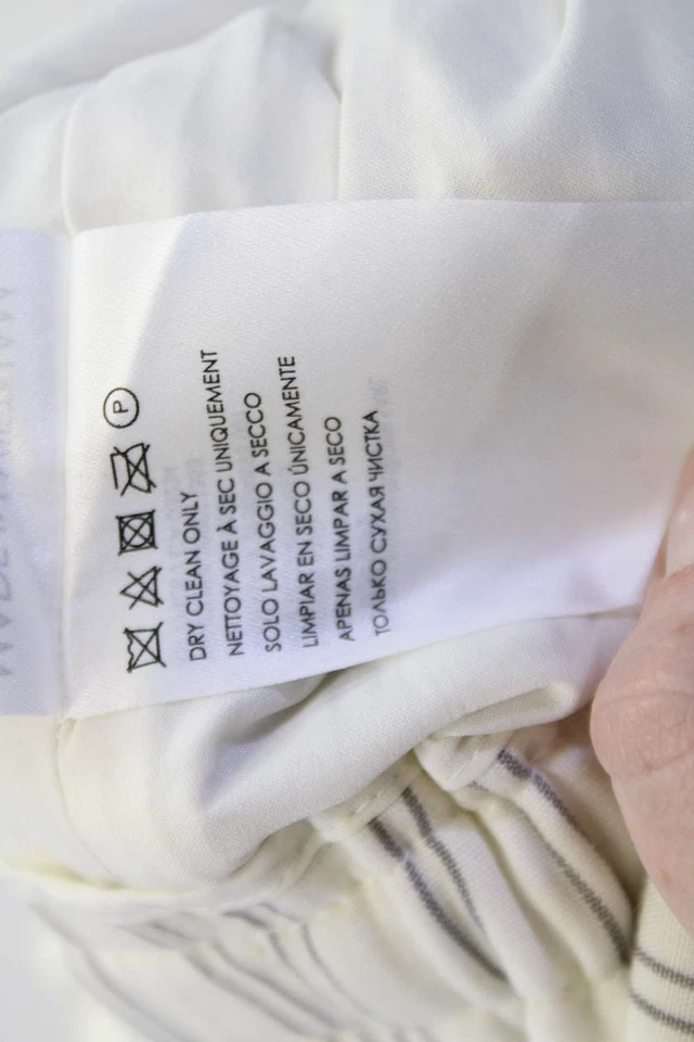 Pantalones Club Monaco Mujer Cinturón Rayas Tiro Alto Pierna Ancha Blanco Talla 2 Foto 4 de 4